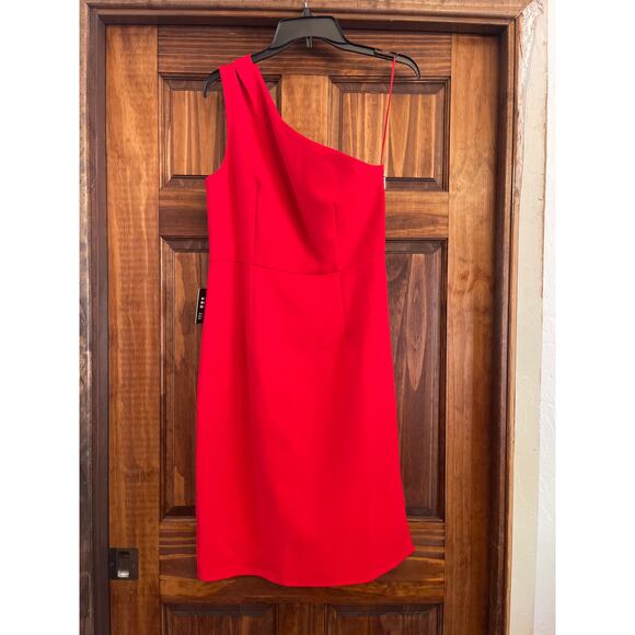 EXPRESS one shoulder side, zip red cocktail dress size 8 - Picture 1 of 6